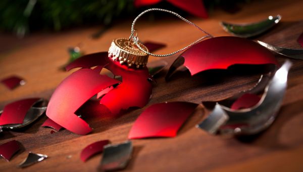 depression, broken, ornament, shattered, red