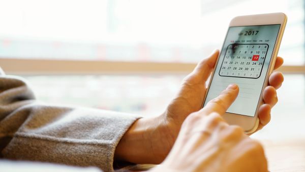 hands, phone, digital calendar, planning