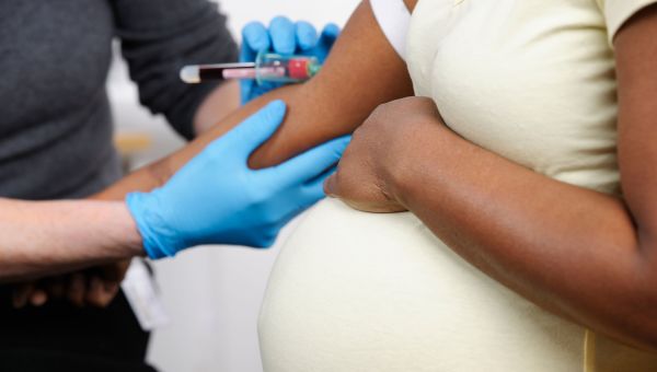 pregnant woman getting blood test