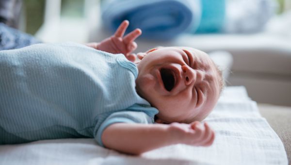 Crying newborn in hospital