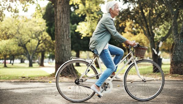 woman riding bike