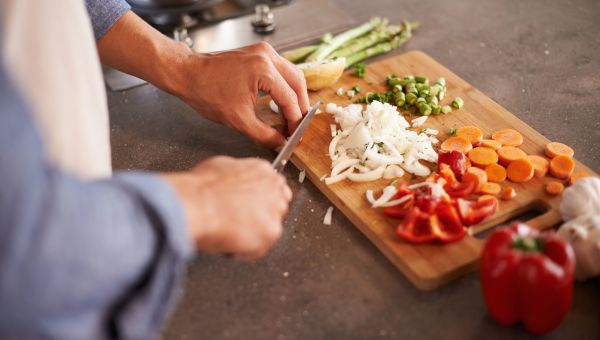 chopping vegetables