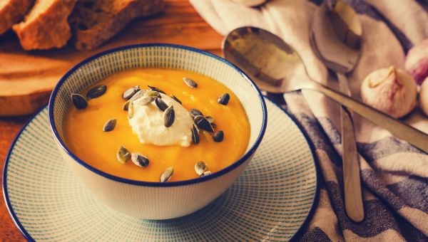 Autumn squash soup with pumpkin seeds