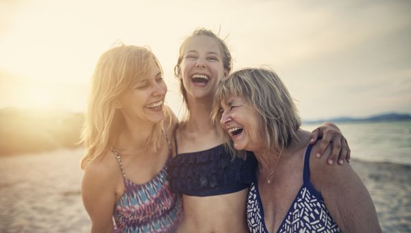 multi-generational women family at beach