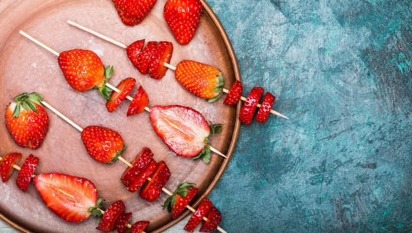 Berry skewers and yogurt dip