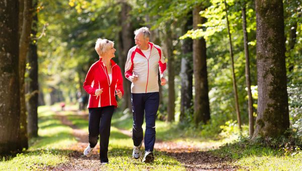 mature couple jogging