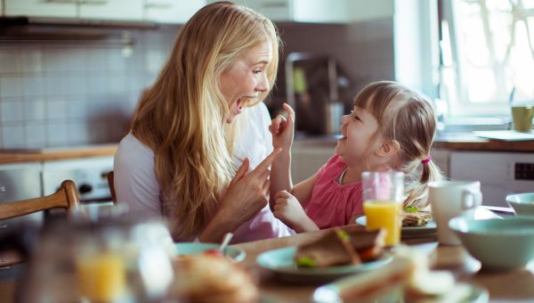 mother and daughter having fun