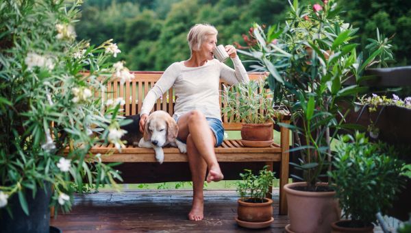 sipping tea in the garden