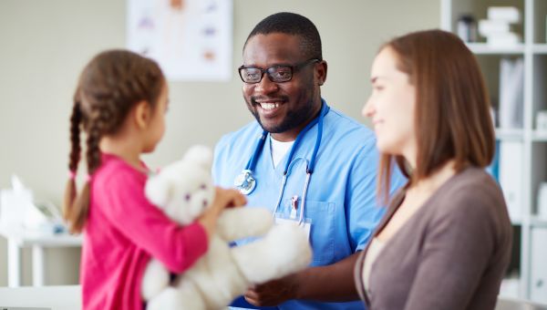 girl, mother and pediatrician