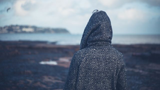 woman staring off to sea