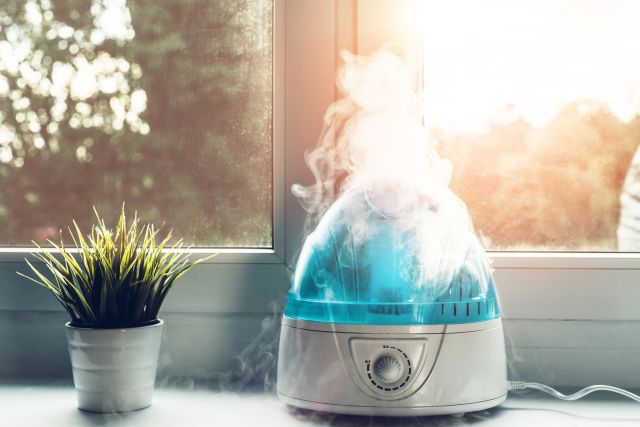 humidifier in front of a window