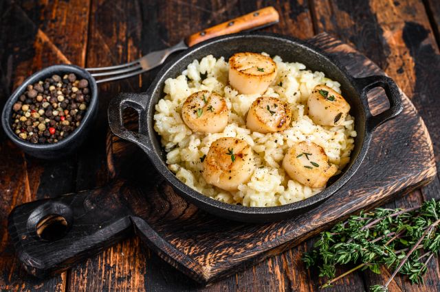 pan-seared scallops with risotto 