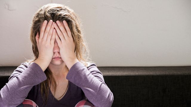 exhausted young woman