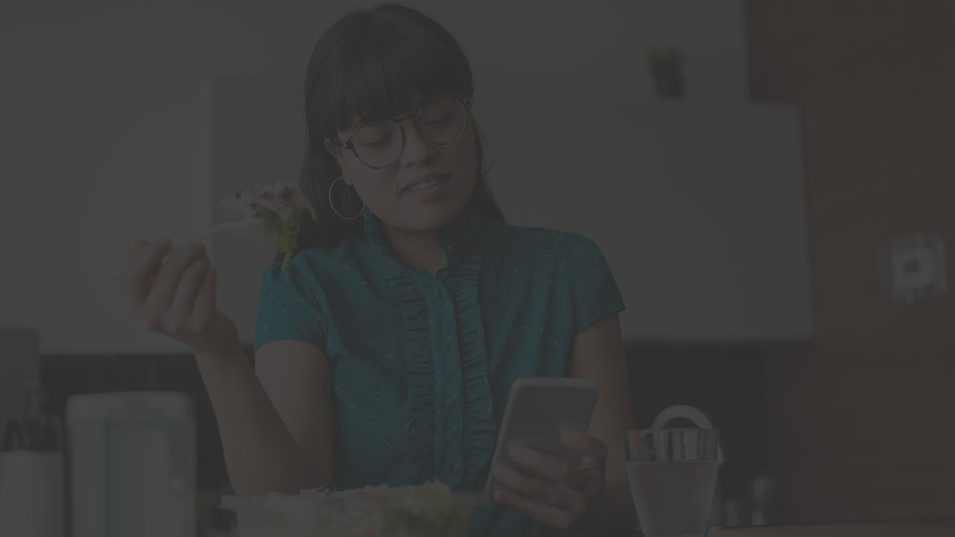 woman eating a salad