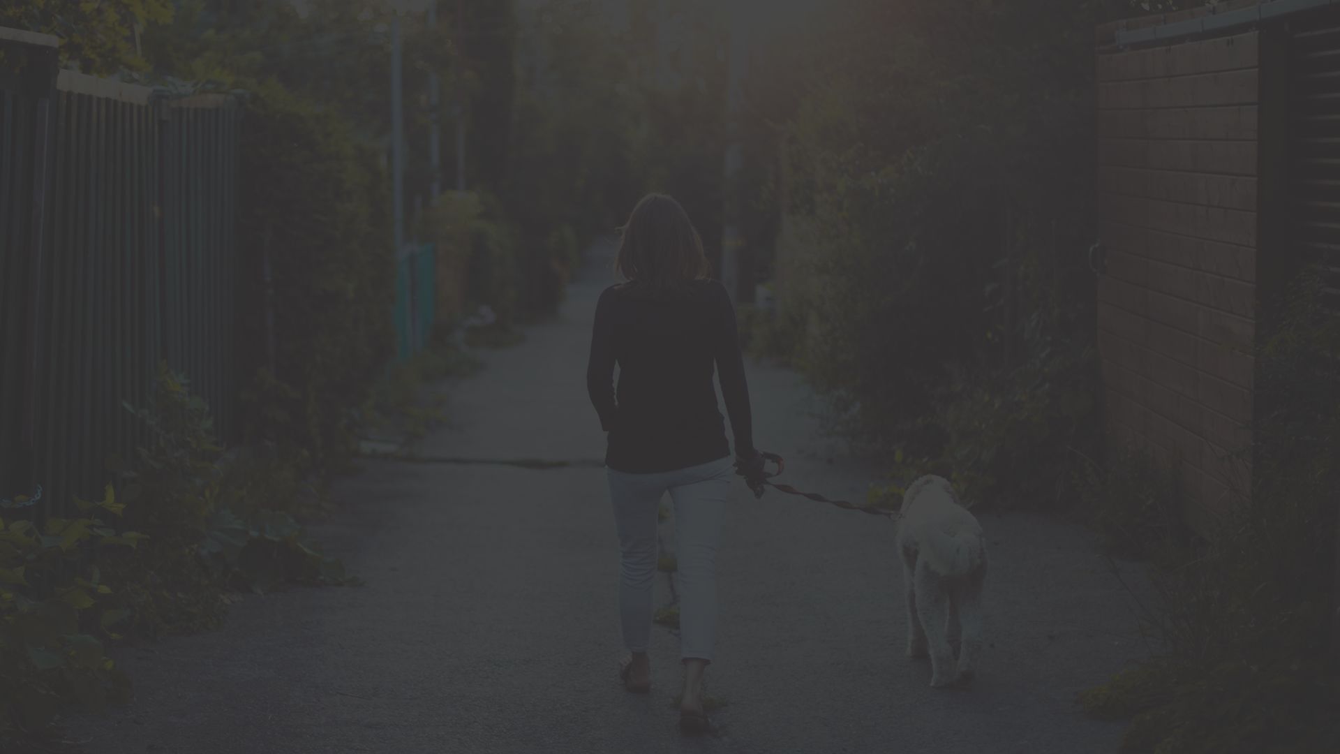 woman walking her dog