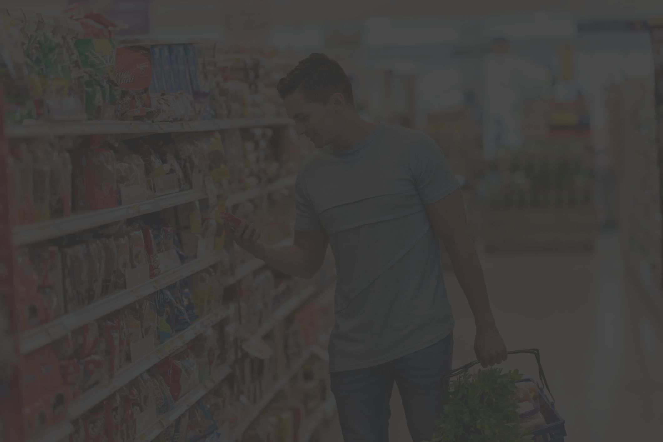 young man grocery shopping