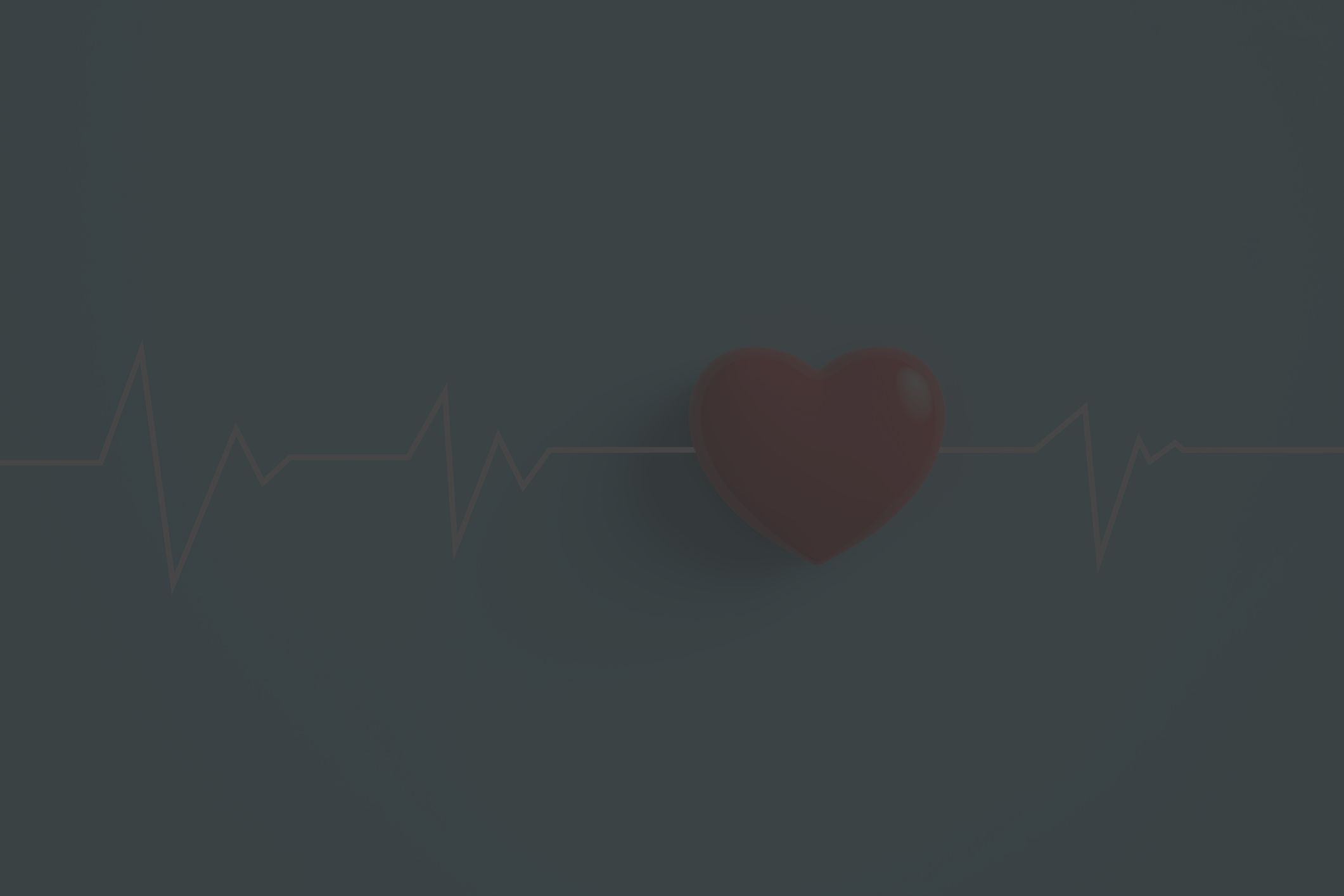 Cardiogram pulse trace with Red heart on pastel blue background