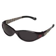 Promotional Wrap Style Sunglasses with Dark Lenses and Metal
