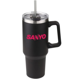 40 oz Double-Wall Stainless Travel Mug with Straw