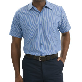 Red Kap - Short Sleeve Striped Industrial Work Shirt