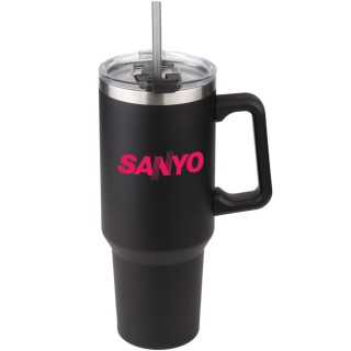 40 oz Double-Wall Stainless Travel Mug with Straw