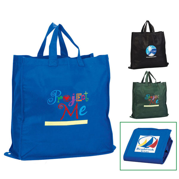 Logo Folding Tote, Promo Tote Bag, Custom Logo Grocery Bag.
