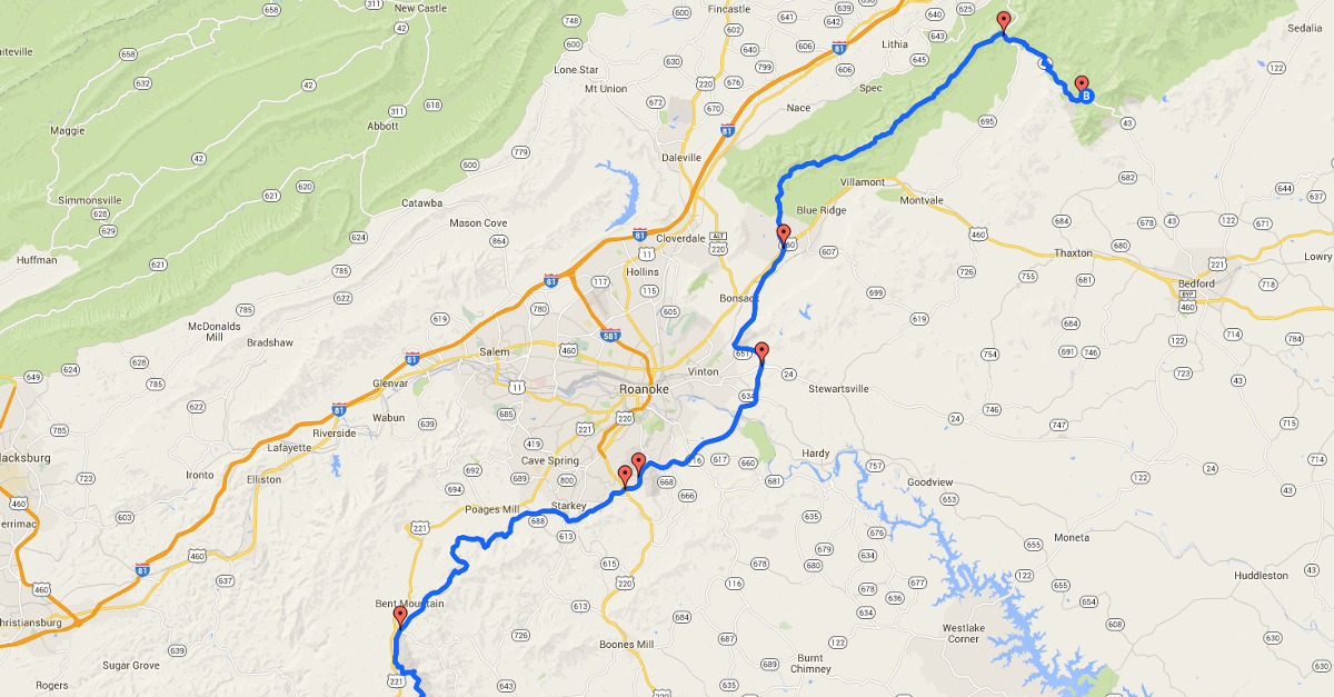 Blue Ridge Parkway Map | Entry Points