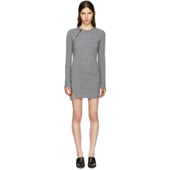 DSQUARED2 DSQUARED2 GREY WOOL ZIP SWEATER DRESS