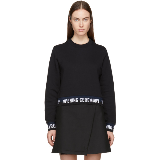 Click to view more detailed imagery on our partner's website Opening Ceremony Black Cropped Elastic Logo Sweatshirt In 0001 Black