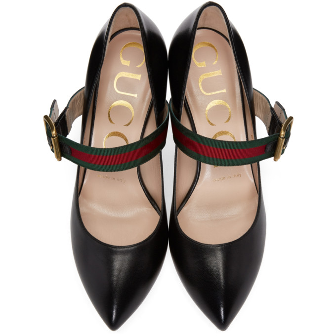 GUCCI SYLVIE GROSGRAIN-TRIMMED LEATHER PUMPS, BLACK | ModeSens