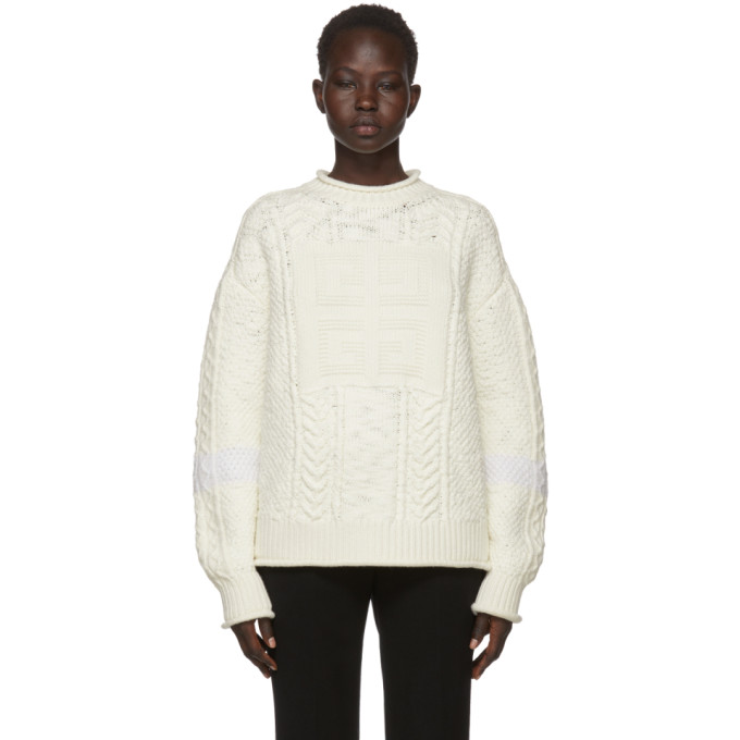 GIVENCHY GIVENCHY OFF-WHITE HIGH NECK 4G FISHERMAN SWEATER