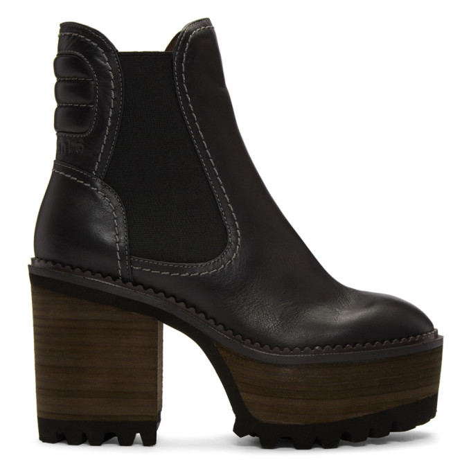 SEE BY CHLOÉ SEE BY CHLOE BLACK ERIKA HEELED BOOTS