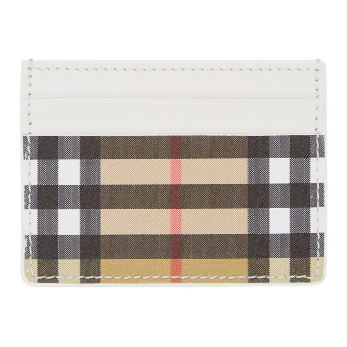 BURBERRY BURBERRY WHITE AND BEIGE SANDON CARD HOLDER
