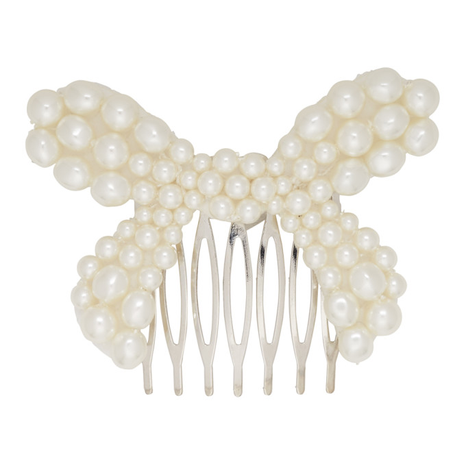 simone rocha 白色珍珠小号蝴蝶结发夹