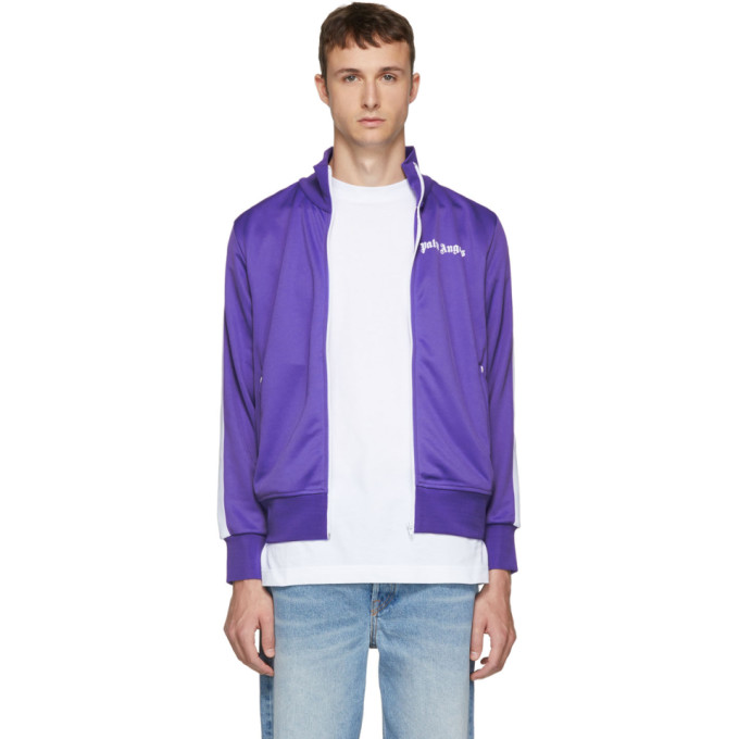 Shop Palm Angels Purple And White Classic Track Jacket In 9501 Prp wt