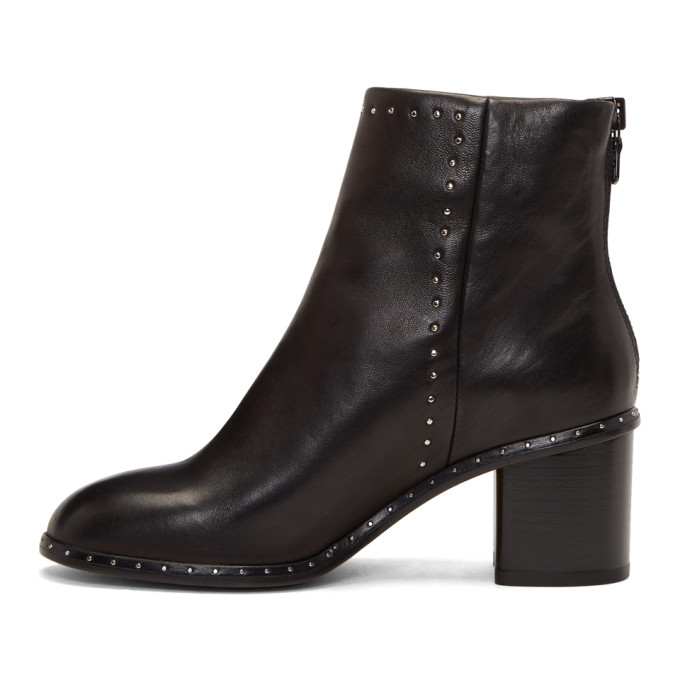 RAG & BONE Willow Micro-Stud Leather Heeled Ankle Boots in 黑色 | ModeSens
