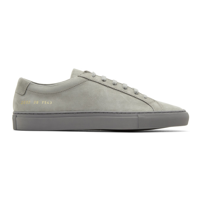 COMMON PROJECTS Grey Nubuck Original Achilles Low Sneakers | ModeSens