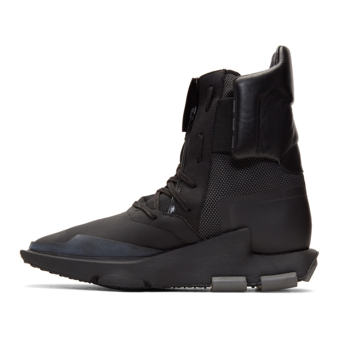 Y-3 Black Noci High Sneakers in Black/Silver | ModeSens