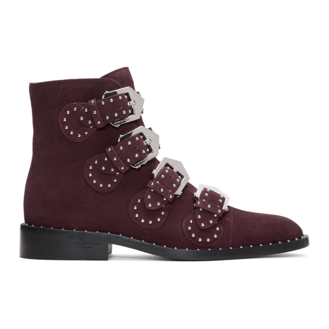 GIVENCHY ELEGANT STUDDED SUEDE ANKLE BOOTS, OXBLOOD RED | ModeSens