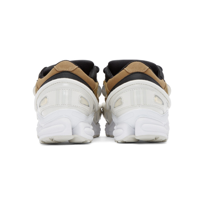RAF SIMONS Khaki & White Adidas Originals Edition Ozweego Iii Sneakers in Optic White & Khaki 