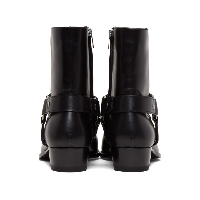 SAINT LAURENT 40Mm Wyatt Brushed Leather Cropped Boots, Black | ModeSens