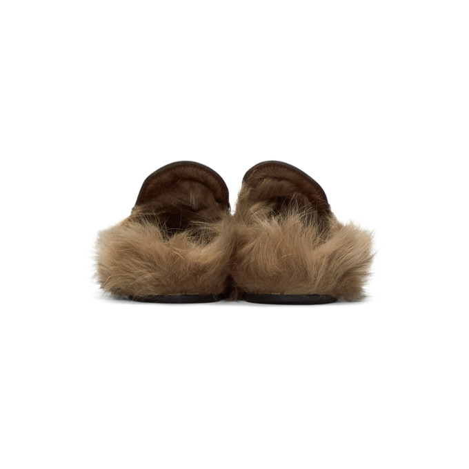 GUCCI Black Fur Princetown Slippers | ModeSens