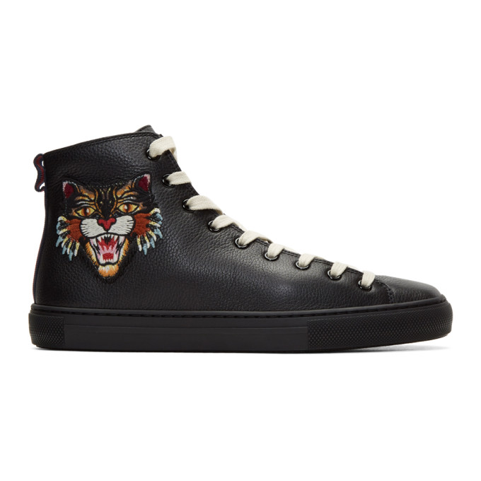 Shop Gucci Black Angry Cat Ufo Major High Top Sneakers In 1066
