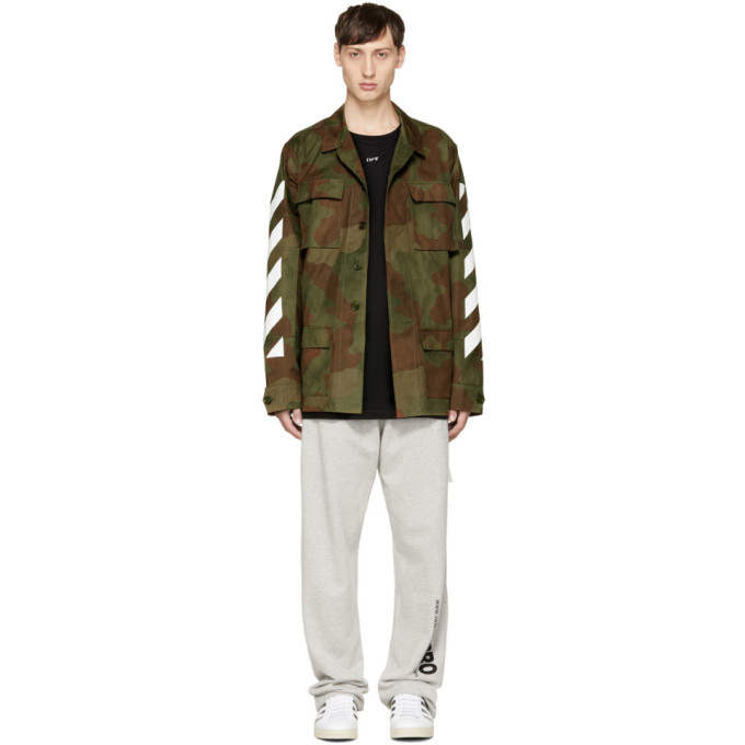 Off-White Camouflage Cotton Sahariana In Multicolored | ModeSens