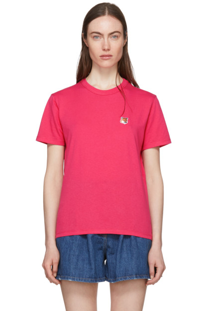 Maison Kitsuné - Pink Fox Head Patch T-Shirt