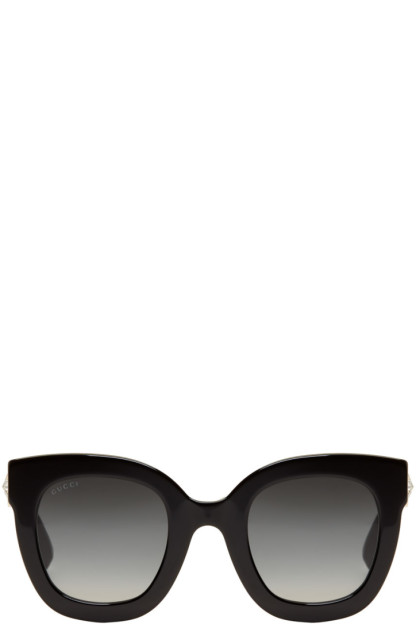 Gucci - Black Round Crystal Star Sunglasses