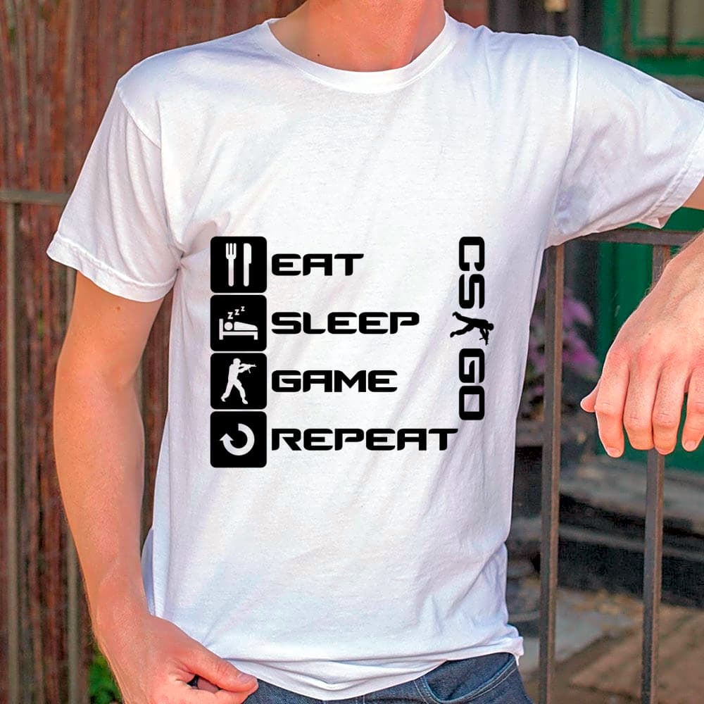Eat, sleep, game, repeat CS:GO, , Gameren,sleep,game,repeat,gameren,Eat,,sleep,,game,,CSGO,Gameren,Eat Sleep Game Repeat Kender eller er du, en gamer, så vil motiv tvivl være et hit.