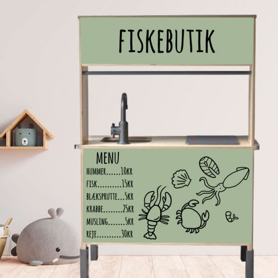 Komplet sæt (fiskebutik) stickers til IKEA DUKTIG legekøkken