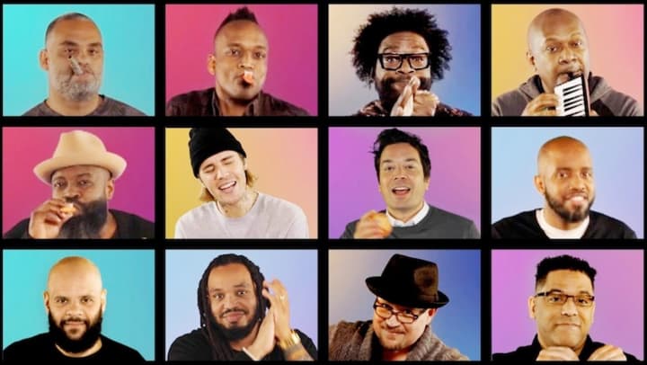 Justin Bieber, Jimmy Fallon and the Roots perform &quot;Peaches&quot; on the Tonight Show