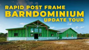  Rapid Post Frame Barndominium Progress Tour | Zip System Sheathing & Stone Exterior 